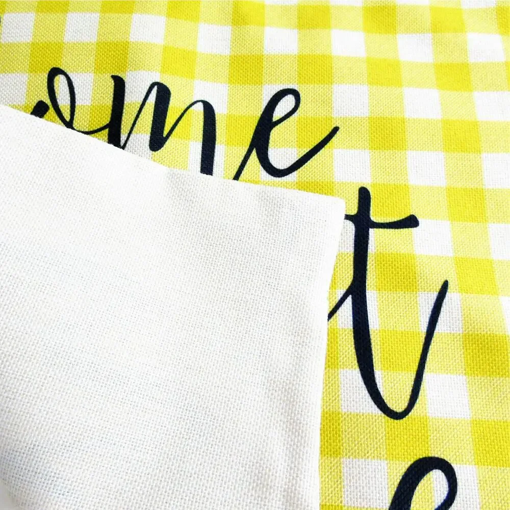 Home Sweet Home Pillow Cover 18x18 Zip Checkered Yellow Beige